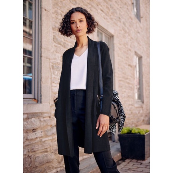 OAK + FORT Sweaters - OAK + FORT Navy Open Cardigan Coat